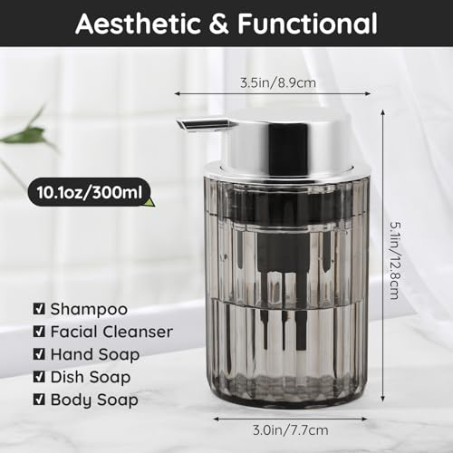 Segbeauty Foam Soap Dispenser - 10.1oz Refillable Plastic Pump for Bathroom