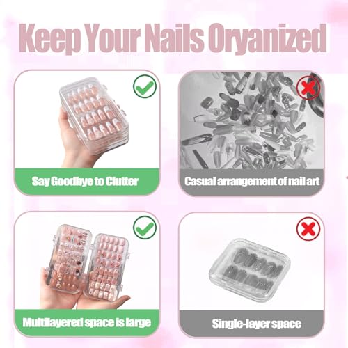 Fold Storage Box - Tri-Fold Press On Nail Organizer Case