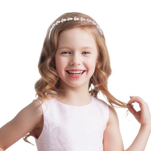 Silver Crystal Flower Girl Headband Rhinestone Hair Accessory