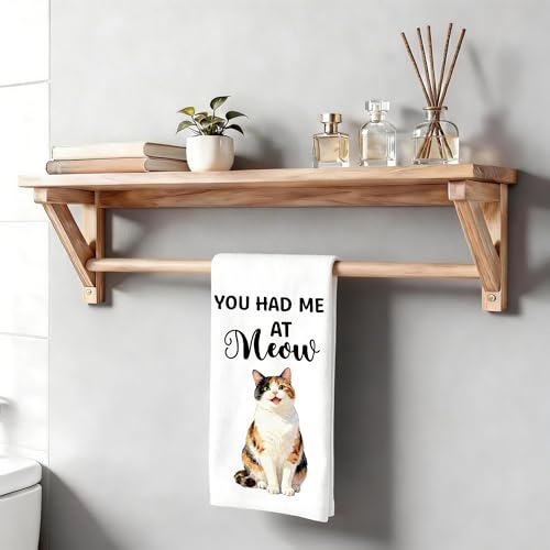 Calico Cat Hand Towel, 16x24 Decorative Funny Animal Dish Towel for Bathroom