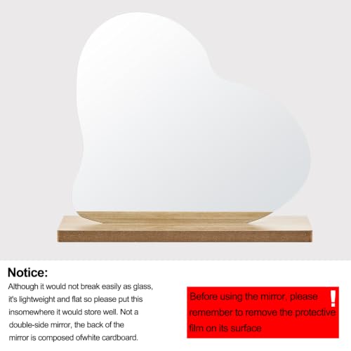 Heart Acrylic Vanity Mirror with Wooden Base - LOUEVIDO