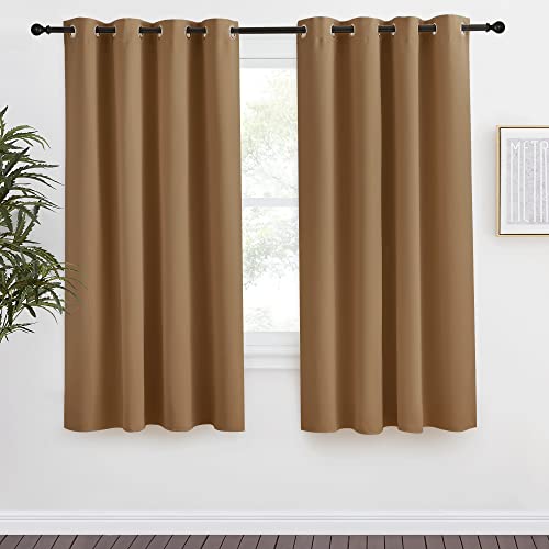 NICETOWN Blackout Curtain, 55"W x 68"L Gold Brown Thermal Insulated Panel