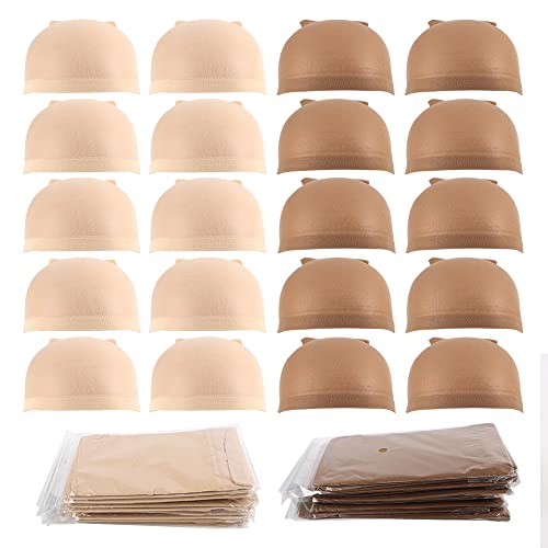 Brown Stretchy Nylon Wig Caps for Women 20-Pack