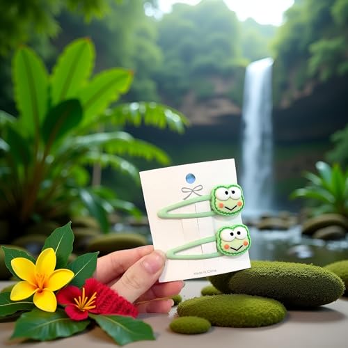 Green Geometric Frog Hair Clips 2Pcs Kawaii Cute Hair Accessories