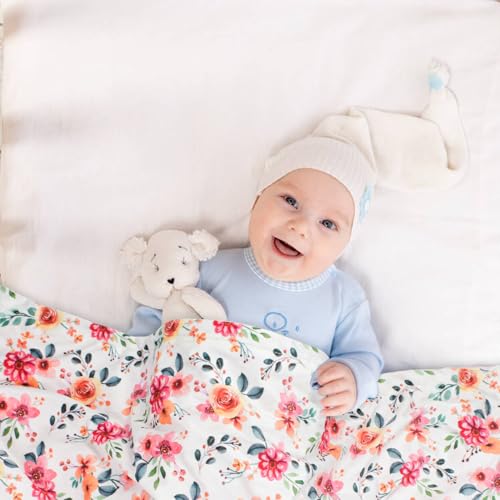 Nialnant Floral Baby Blanket, 30x40 Soft Plush Receiving Blanket for Girls