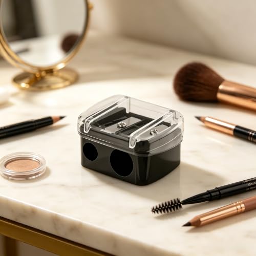 Dual Hole Makeup Pencil Sharpener for Eyeliner and Eyebrow Pencils 2Pcs