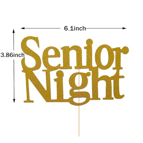 Senior Night Cake Topper for Graduation – Gold Glitter Sports Theme