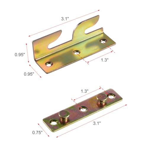 RUIAN Yellow Bed Rail Brackets Set of 4 Heavy Duty Iron Replacement Parts