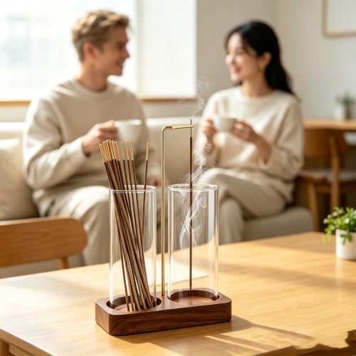 2-in-1 Wooden Incense Holder with Ash Catcher and Stick Storage - MACUSOO