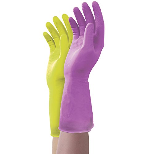 Mr. Clean Duet Natural Latex Cleaning Gloves, Medium, 2-Pack