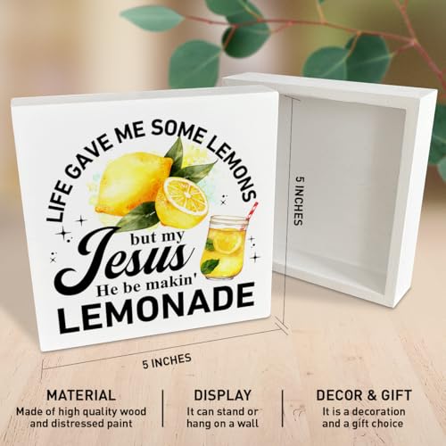Jesus Lemonade Wood Box Sign, 5x5 Rustic Christian Kitchen Decor