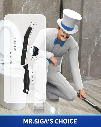 MR.SIGA Crevice & Grout Cleaning Brush Set - Tough Stiff Bristle Scrub Tools for Tight Spaces