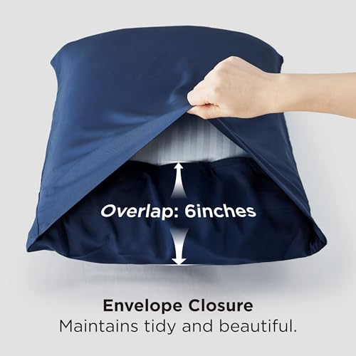 Navy Bamboo Rayon Pillow Cases Set of 2 - Standard Size (20" x 26")