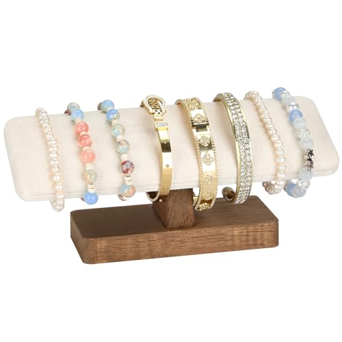 KUKUVR Wooden Jewelry Display Stand - T-Bar Organizer for Bracelets & Watches