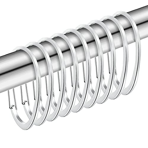 Chrome Shower Curtain Rings - Rustproof Decorative Hooks, Set of 12