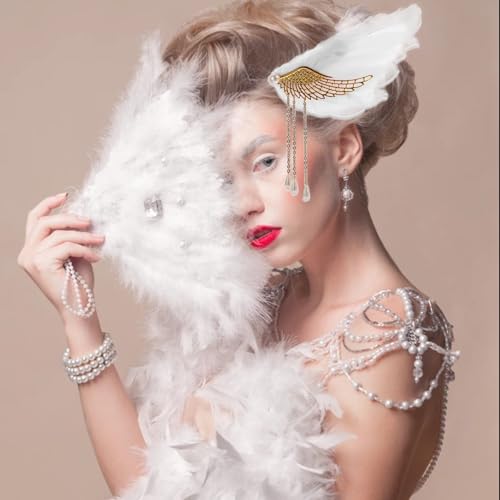 Feather Angel Wings Hair Clips Rhinestone Tassel Hairpins 2 Pcs