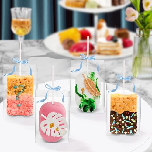35-Pack Clear Rice Crispy Treats Boxes with Sticks for Treats