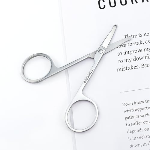 BlingKingdom Rounded Tip Nose Hair Scissors for Safe Facial Grooming