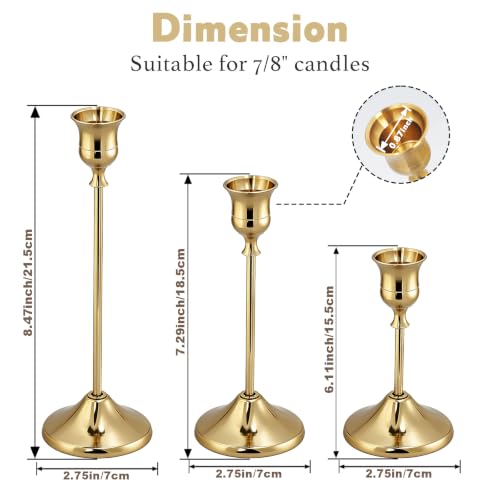 Gold Brass Taper Candle Holders Set of 18 - Vintage Style, Layered Design for Dining & Events (Variation: Gold / 18 pcs)
