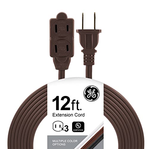 GE 12 Ft Brown 3-Outlet Extension Cord - Indoor Power Strip