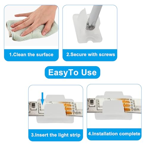 30 Pack LED Strip Mounting Clips for 5-6mm Neon Rope - Waterproof