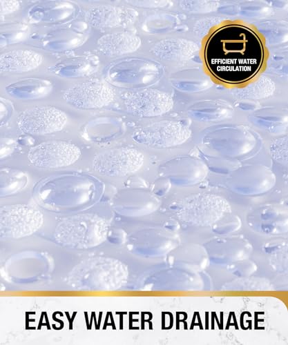 HITSLAM Non-Slip Bathtub Mat, 27x15 Inch Clear Shower Mat with Suction Cups and Drain Holes