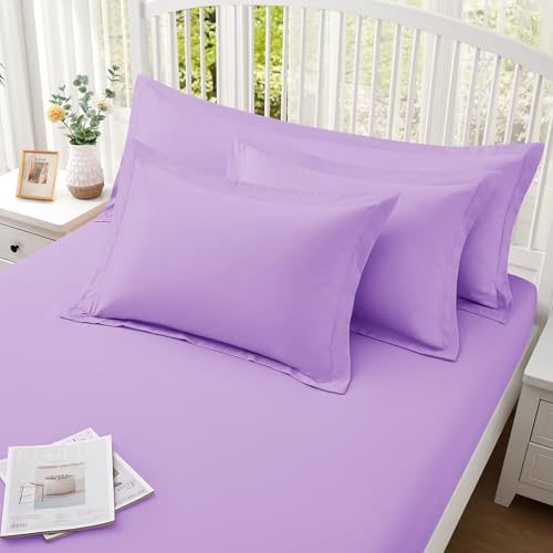 Homiest Light Purple Body Pillow Sham, 2-Inch Flange Microfiber