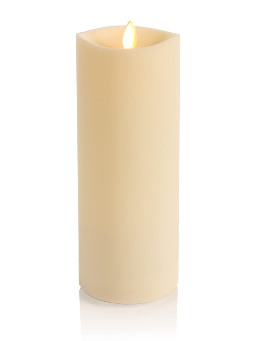 Luminara Realistic Artificial Moving Flame Outdoor Pillar Candle - Moving Flame LED Battery Operated Lights for Outside Christmas, Thanksgiving - Remote Ready - Remote Sold Separately - 3.25" x 8.5"