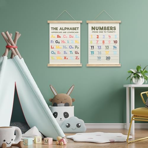 Alphabet Chart and Number Poster with Hanger Frame Set of 2