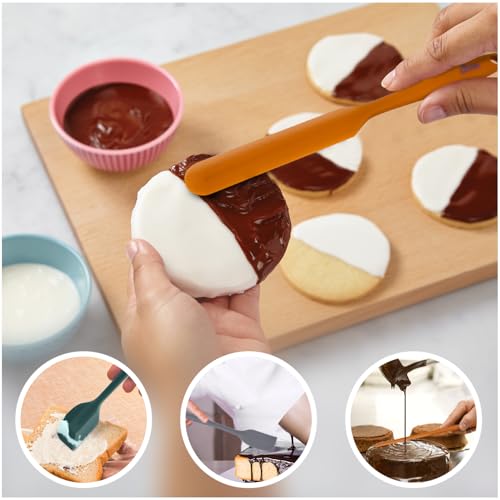 HOTEC Neutral Silicone Spatula Set - 5 Piece, Heat Resistant 600°F, BPA-Free