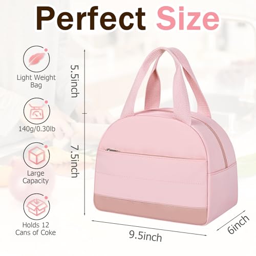 Pink Insulated Lunch Bag for Women - Medium Size - MIAOJIE