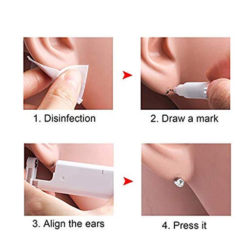 Disposable Sterile Ear Piercing Unit Kit with Ruby Zircon Studs