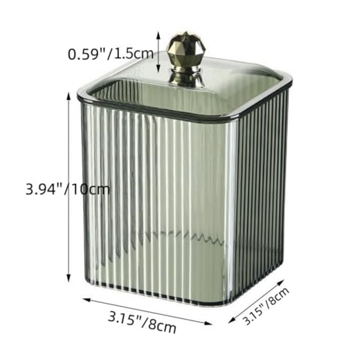 RANNYOZIO 2 Pack Acrylic Cotton Swabs Holder with Lid - Blackish Green Bathroom Organizer