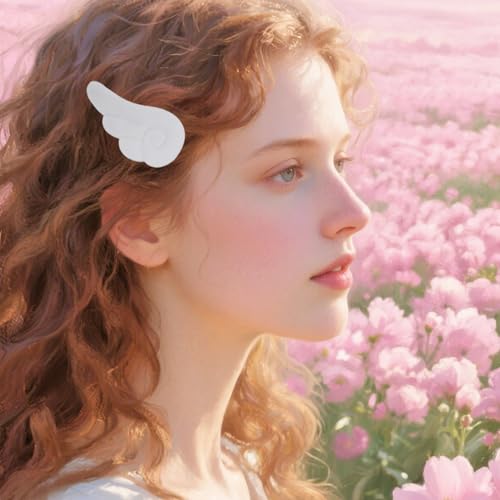 Penta Angel Wings Hair Clips 4Pcs Plush White Hair Barrettes