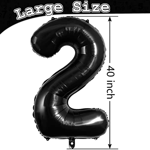 Black Number 2 Foil Balloon 40 Inch Giant Birthday Party Decoration