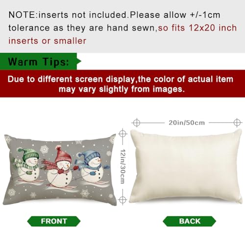 Christmas Snowman Pillow Cover 12x20 | Soft Polyester Linen Decor