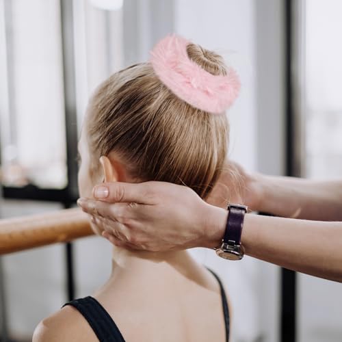Light Pink Faux Fur Hair Scrunchies Set – Soft Fuzzy Hair Ties for Thick Hair (2 Pack)