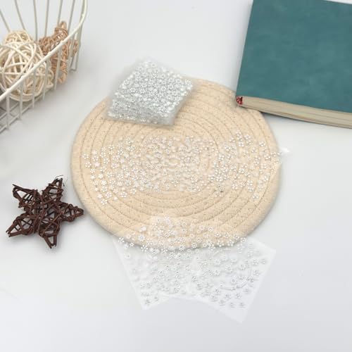 3D White Flower Nail Art Stickers with Rhinestones - 30 Sheets Self-Adhesive Floral Decals