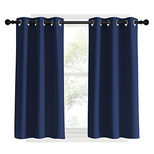 NICETOWN Navy Blackout Curtains 34x40 Inches - Pack of 2 Thermal Insulated Drapes for Bedroom & Living Room