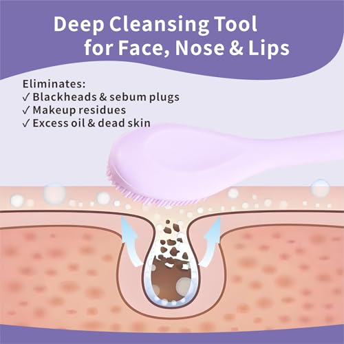 Silicone Face Scrubber and Mask Applicator Brush (Pink, Purple)