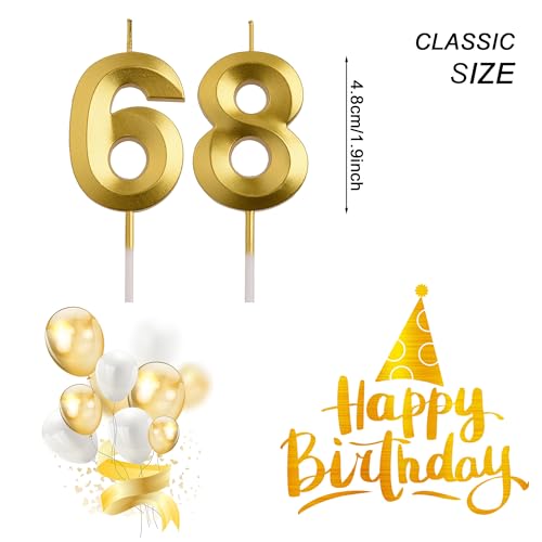 Elegant 68th & 86th Birthday Candles - Smokeless Cake Toppers