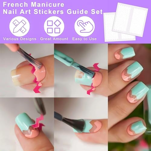 French Tip Nail Guides Smile Line Stickers 60 Sheets Wave Line