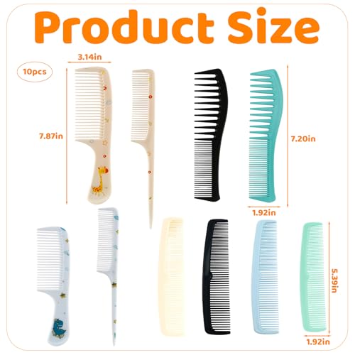10-Piece Professional Plastic Hair Comb Set for Thick Hair Detangling