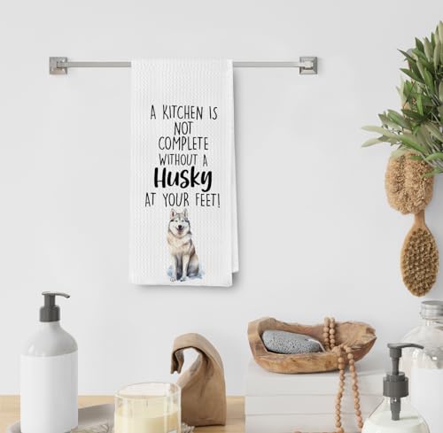 Zeghk Husky Dog Kitchen Towel - Funny Husky Decorative Dish Hand Towel 16x24 inch