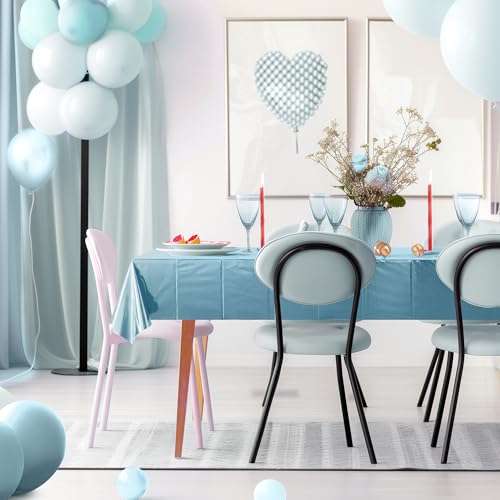 Light Blue Foil Tablecloth 54x72 Inches - Disposable Waterproof Party Cover - Set of 4