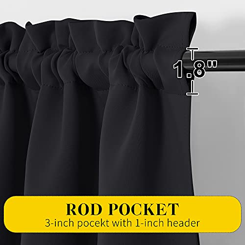 NICETOWN Blackout Curtains with Attached Valance - Jet Black, 52"W x 45"L, Pack of 2