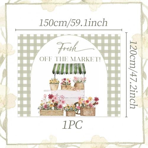 Fresh Off The Market Backdrop Banner - Green 1 Bridal Shower Decor