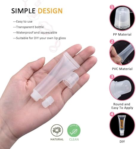 AMORIX 6 Pcs Refillable 5ml Clear Lip Gloss Tubes for DIY Cosmetic Squeeze