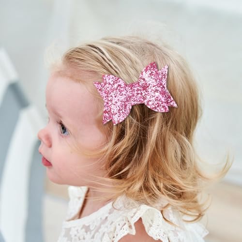 10pcs 5-Inch Glitter Sequins Hair Bows with Alligator Clips for Girls