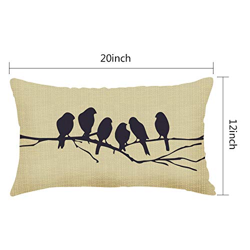 Bird Branch and Birdcage Decorative Pillow Cover - 20x12 Inches